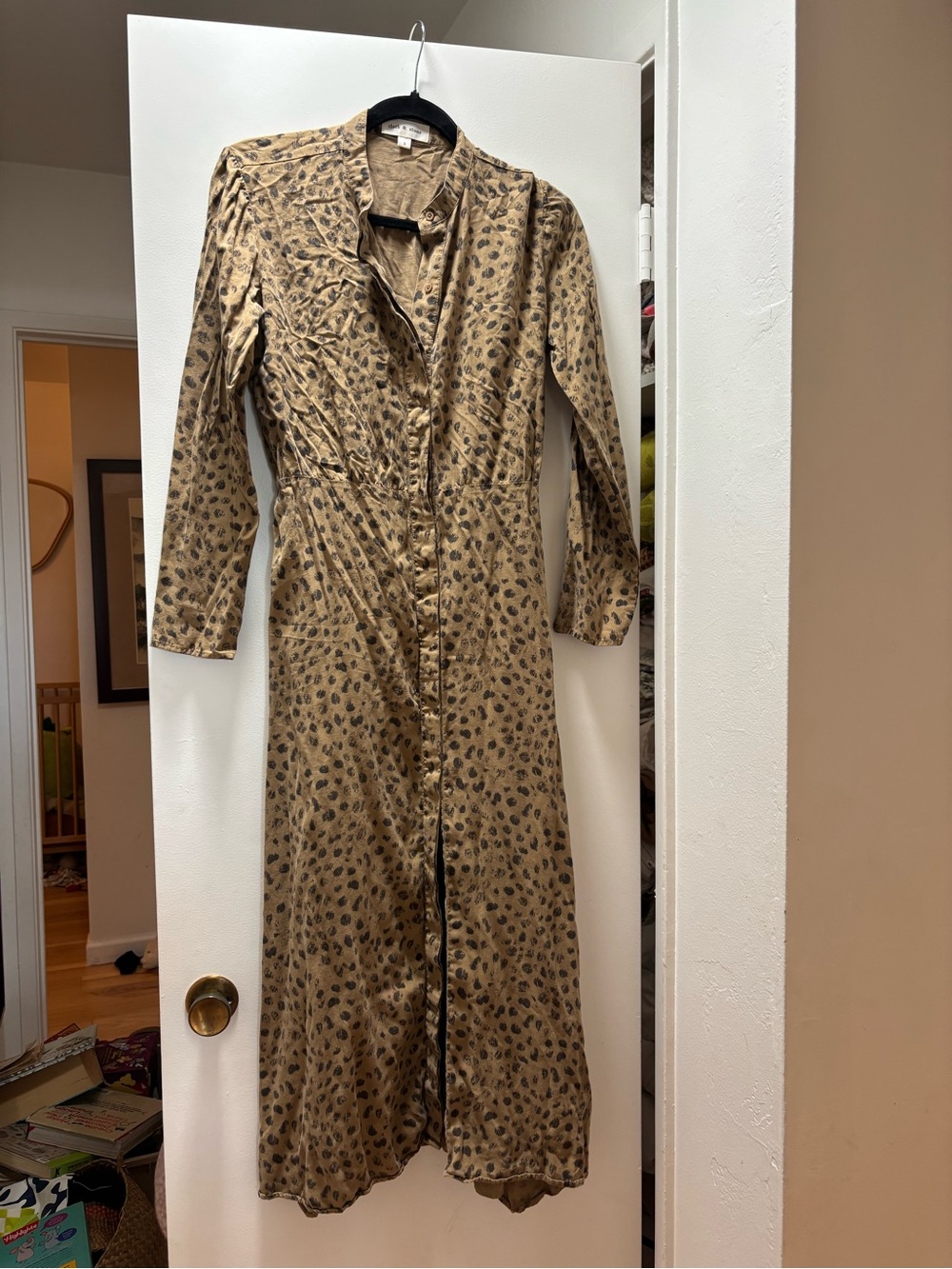 cloth & stone Tan Animal-Print Maxi Shirt Dress